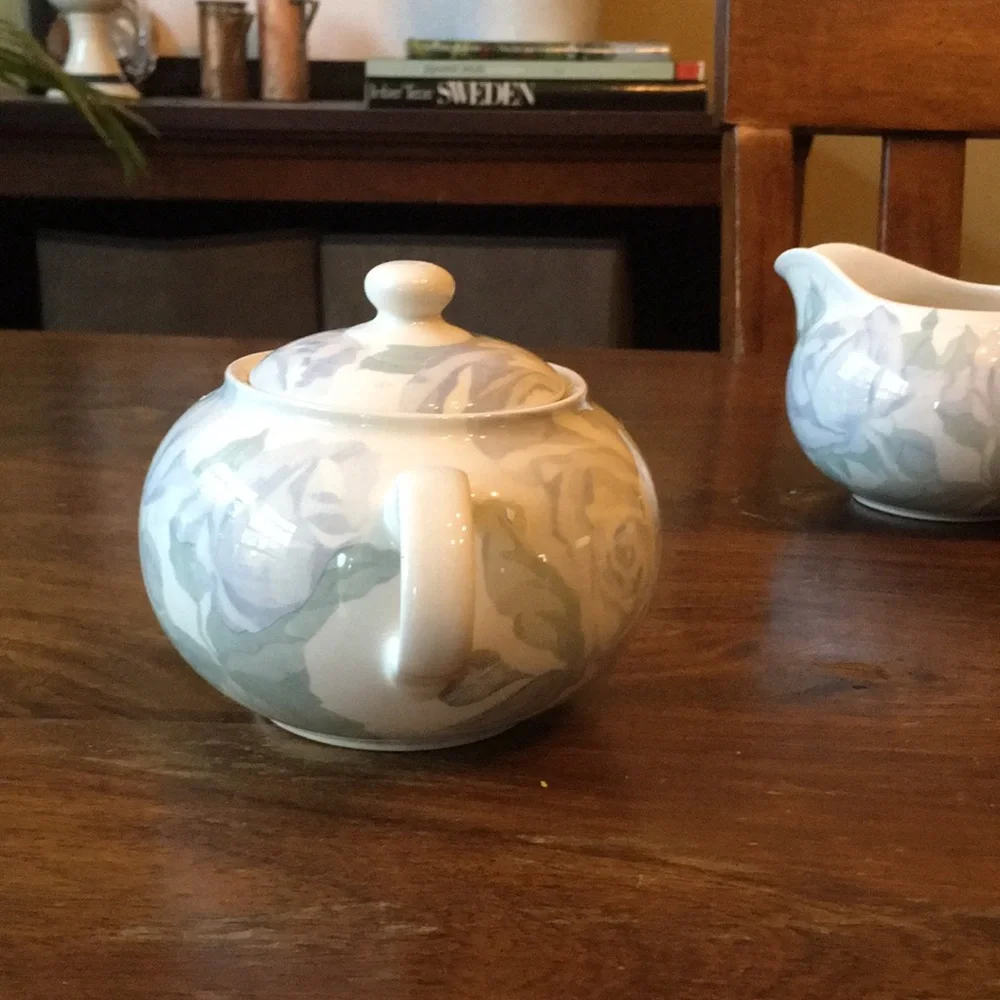 2 Crate & Barrel Creamer & Sugar Bowl Camden Gardens by Kathleen Wills England